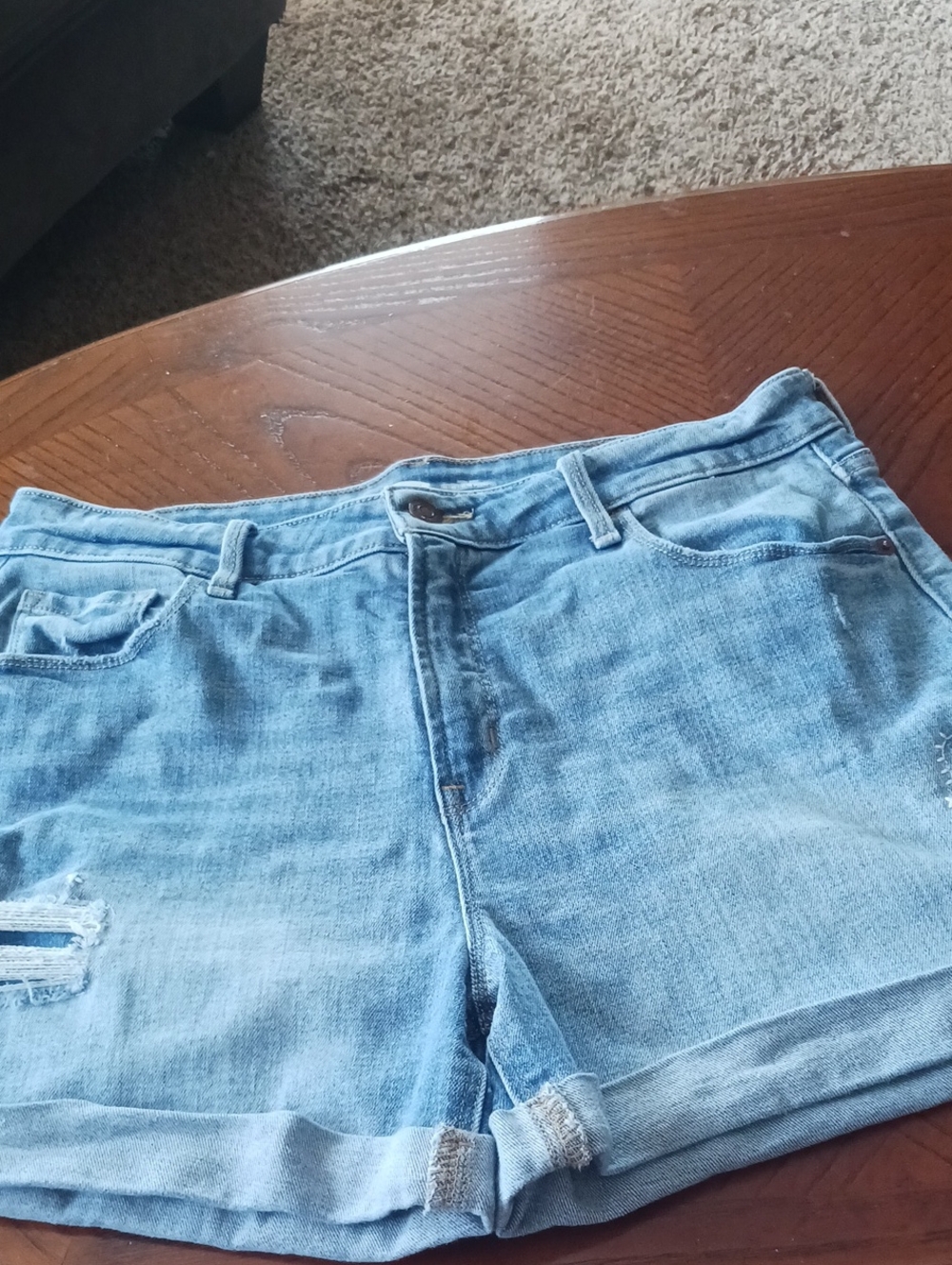 Old Navy Light Blue Denim Shorts with Contrast Stitching